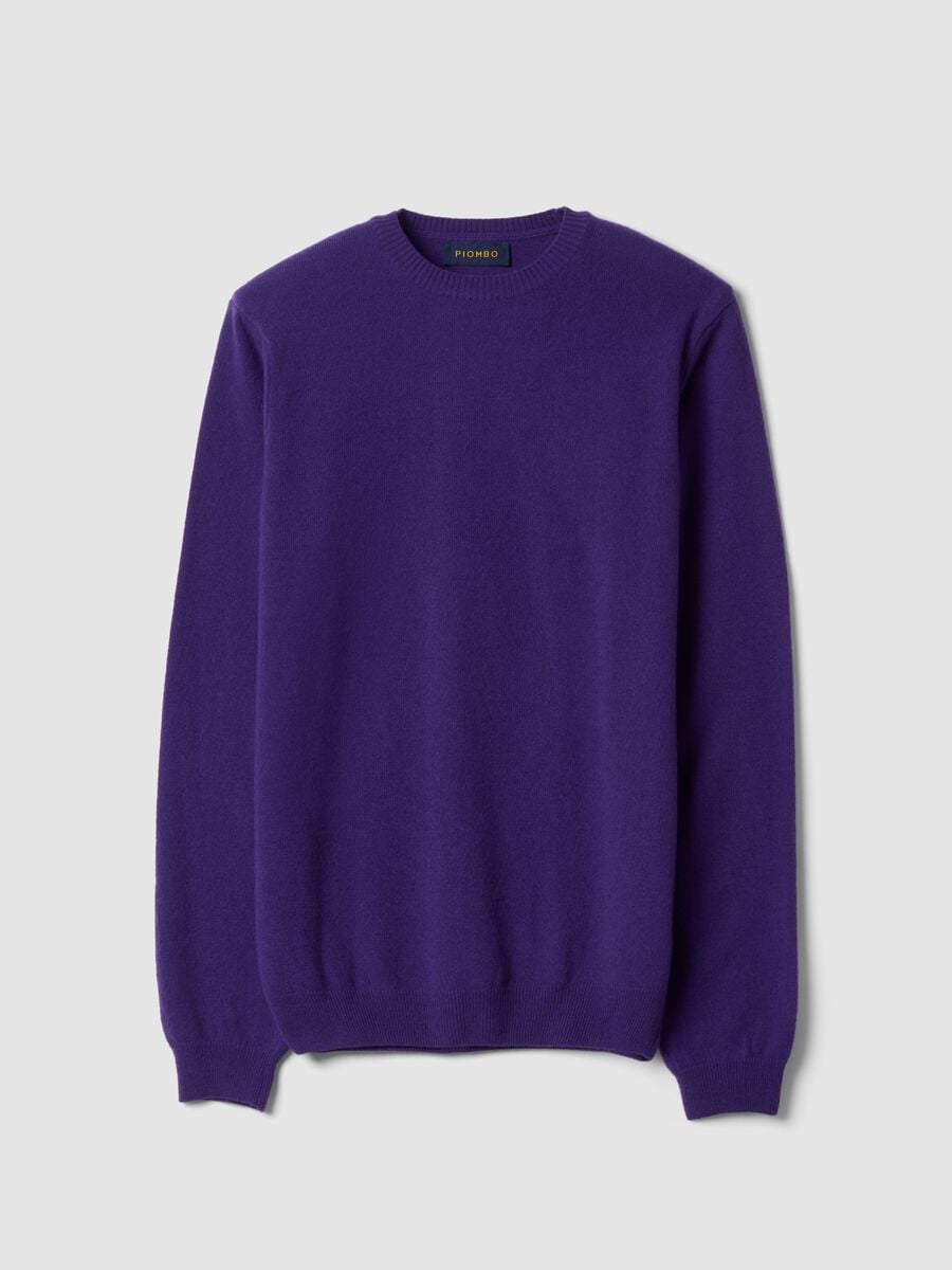 Pullover viola in pura lana a girocollo regular fit_4