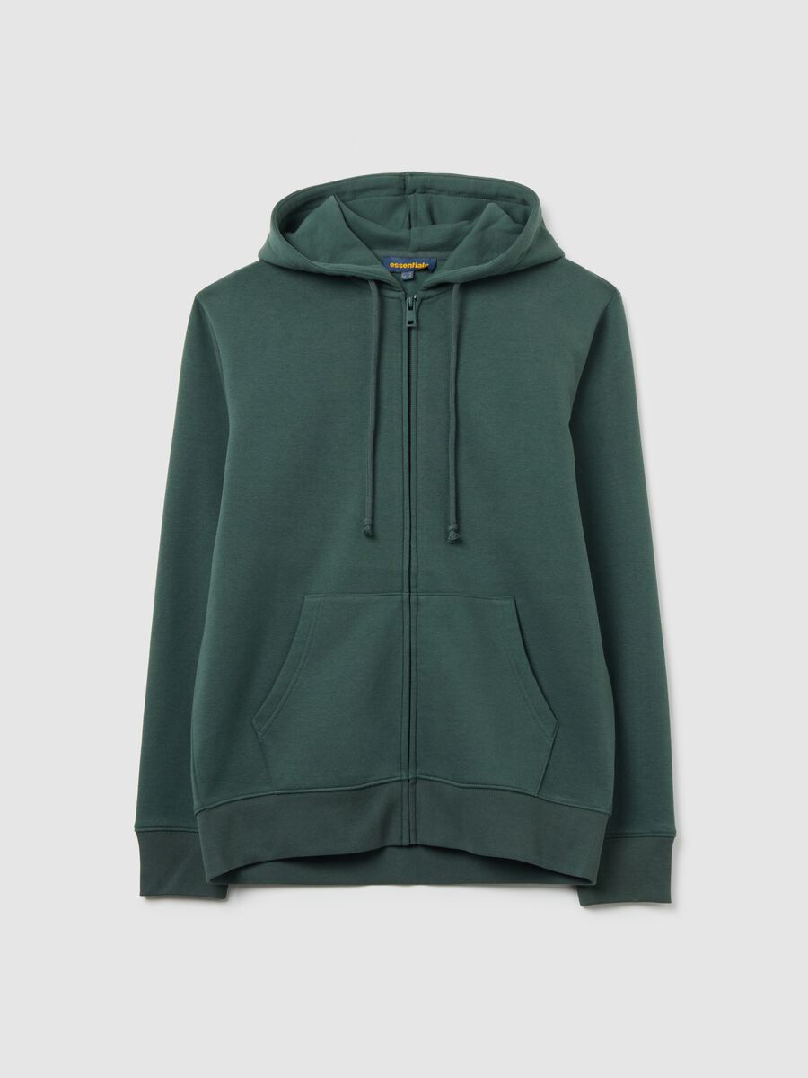 Green cotton-blend zip-up hoodie, regular fit_0
