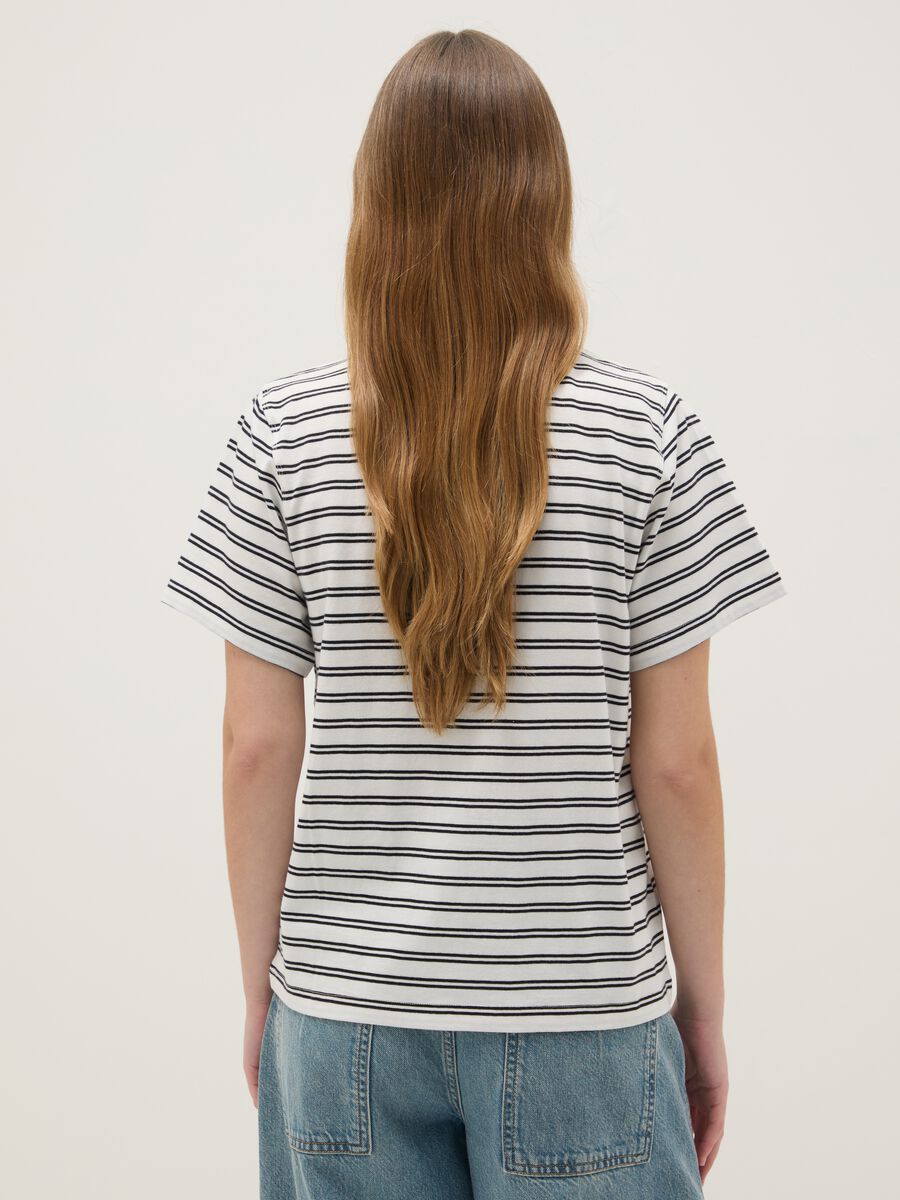 Multicolour striped pure cotton t-shirt regular fit_3