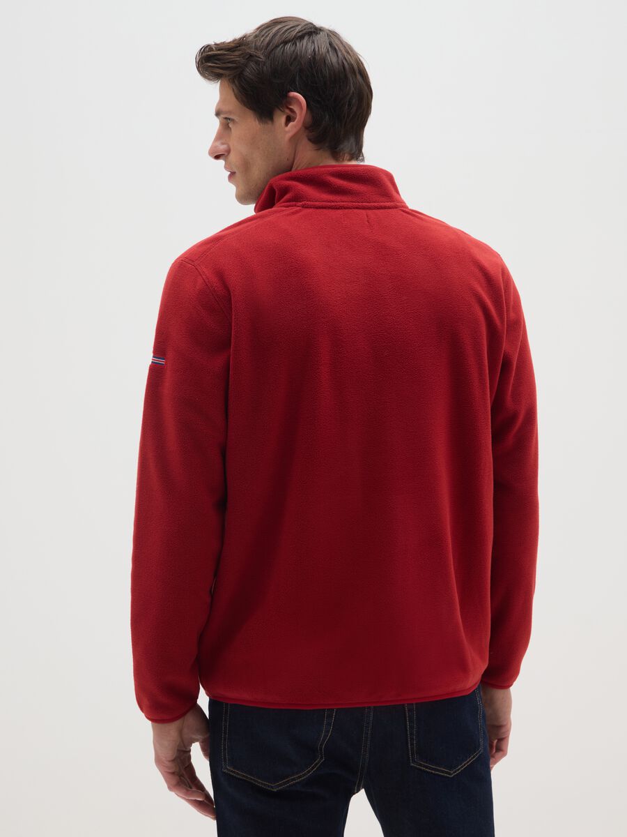 Felpa in pile rossa regular fit con zip_2
