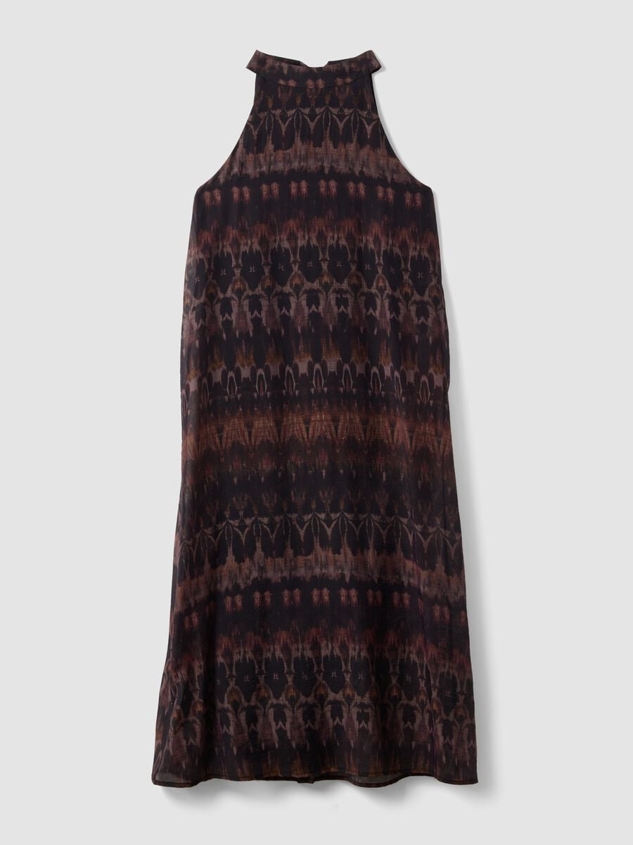 Abito maxi nero e marrone in misto lyocell regular fit con fantasia_5