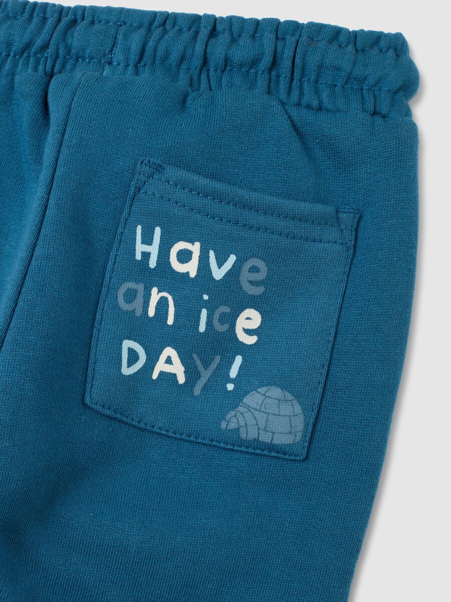 Pantaloni da bambino in puro cotone blu regular fit_3