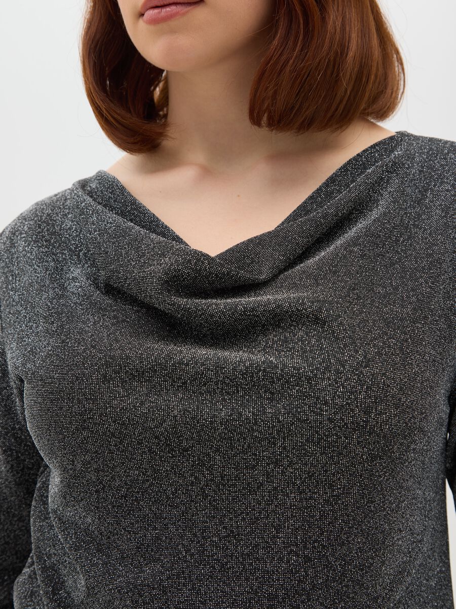 Black Sweater with Shawl Collar and Rhinestones in Regular Fit_3