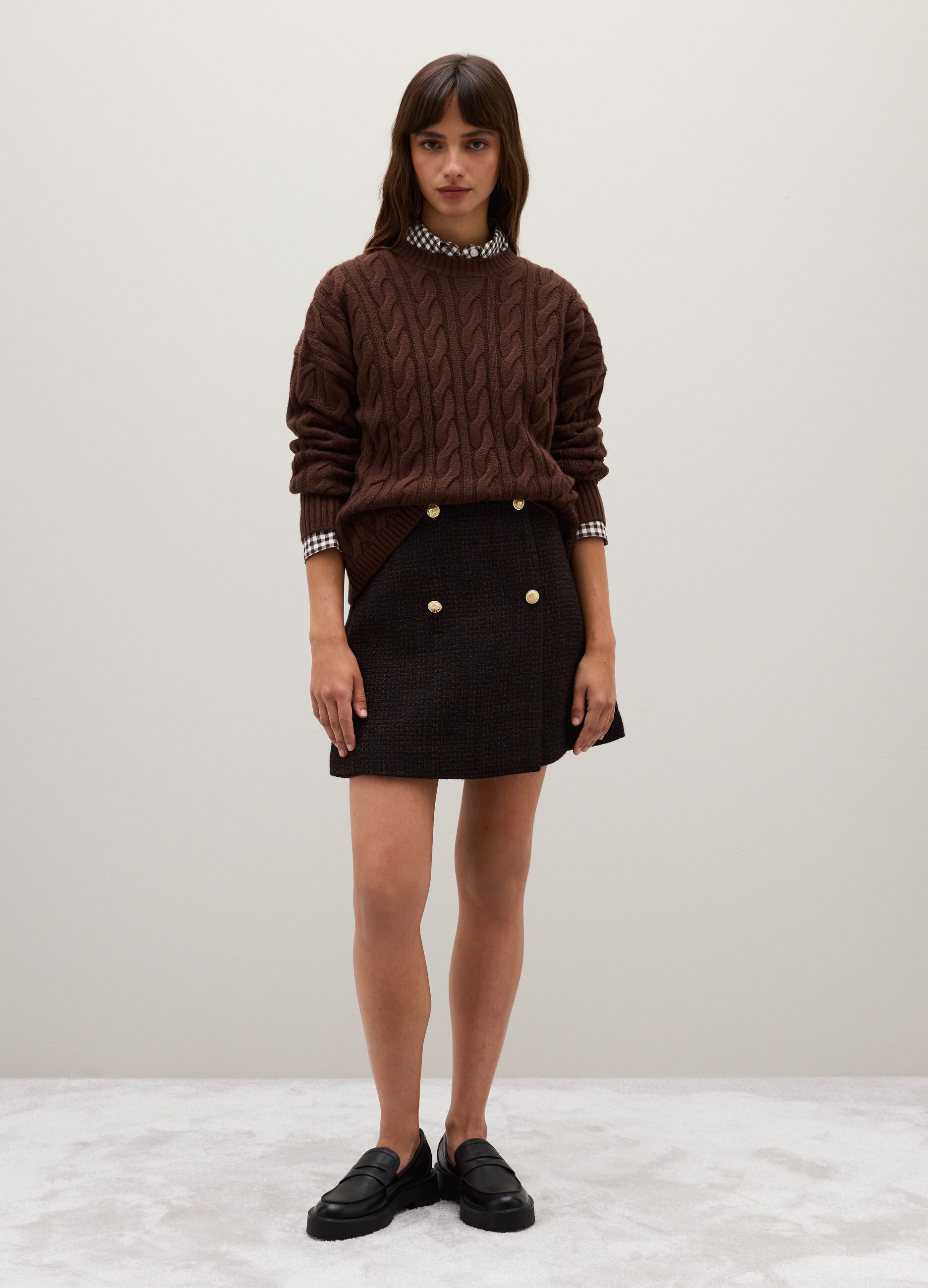 Maglione in misto lana marrone regular fit