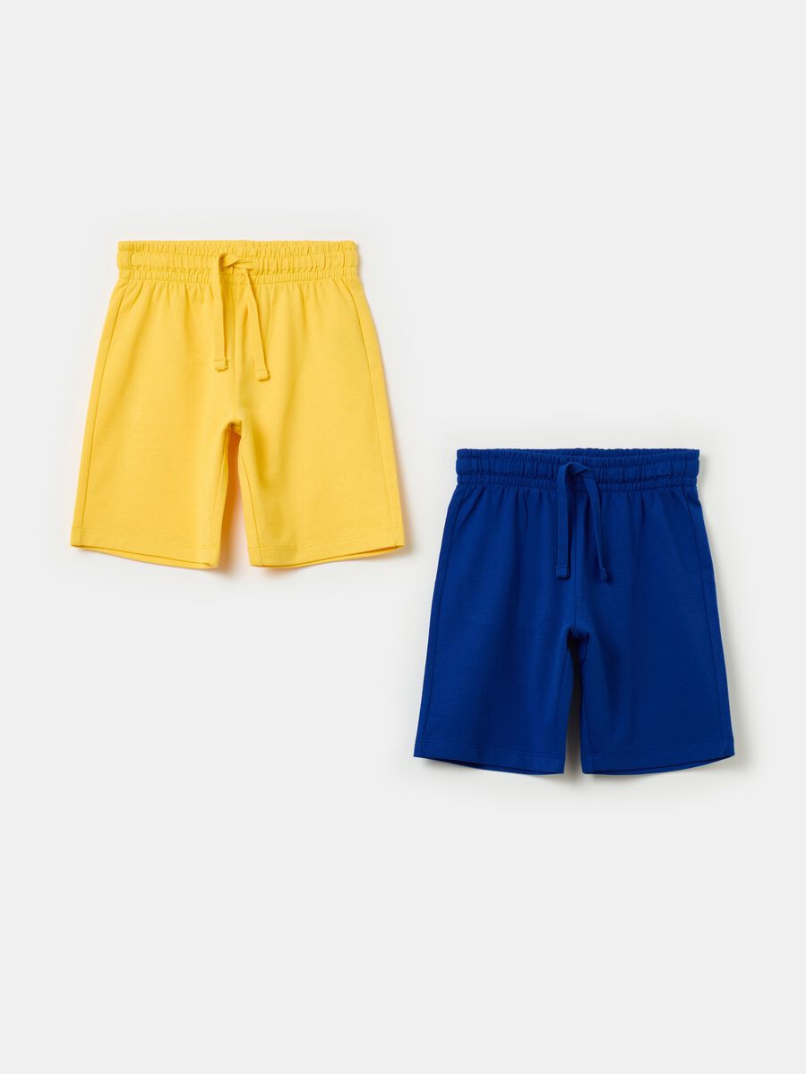 Two-pack fleece Bermuda shorts with drawstring_0