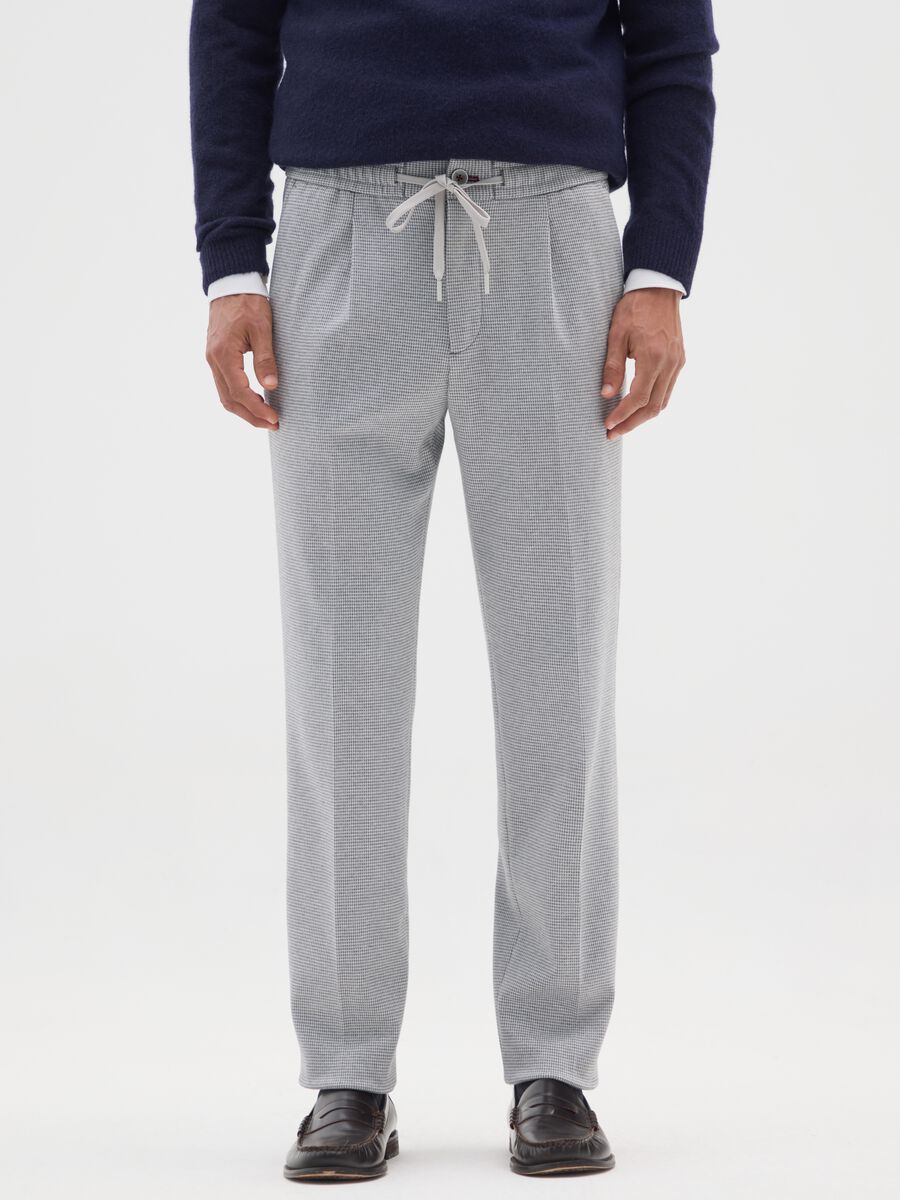 Pantaloni grigi slim fit pied de poule_1
