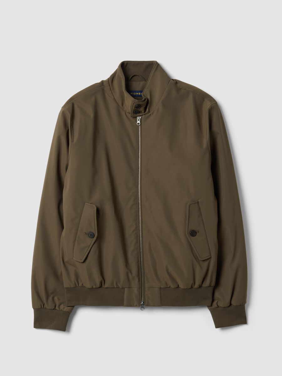 Giubbotto verde regular fit con zip e collo alto_0