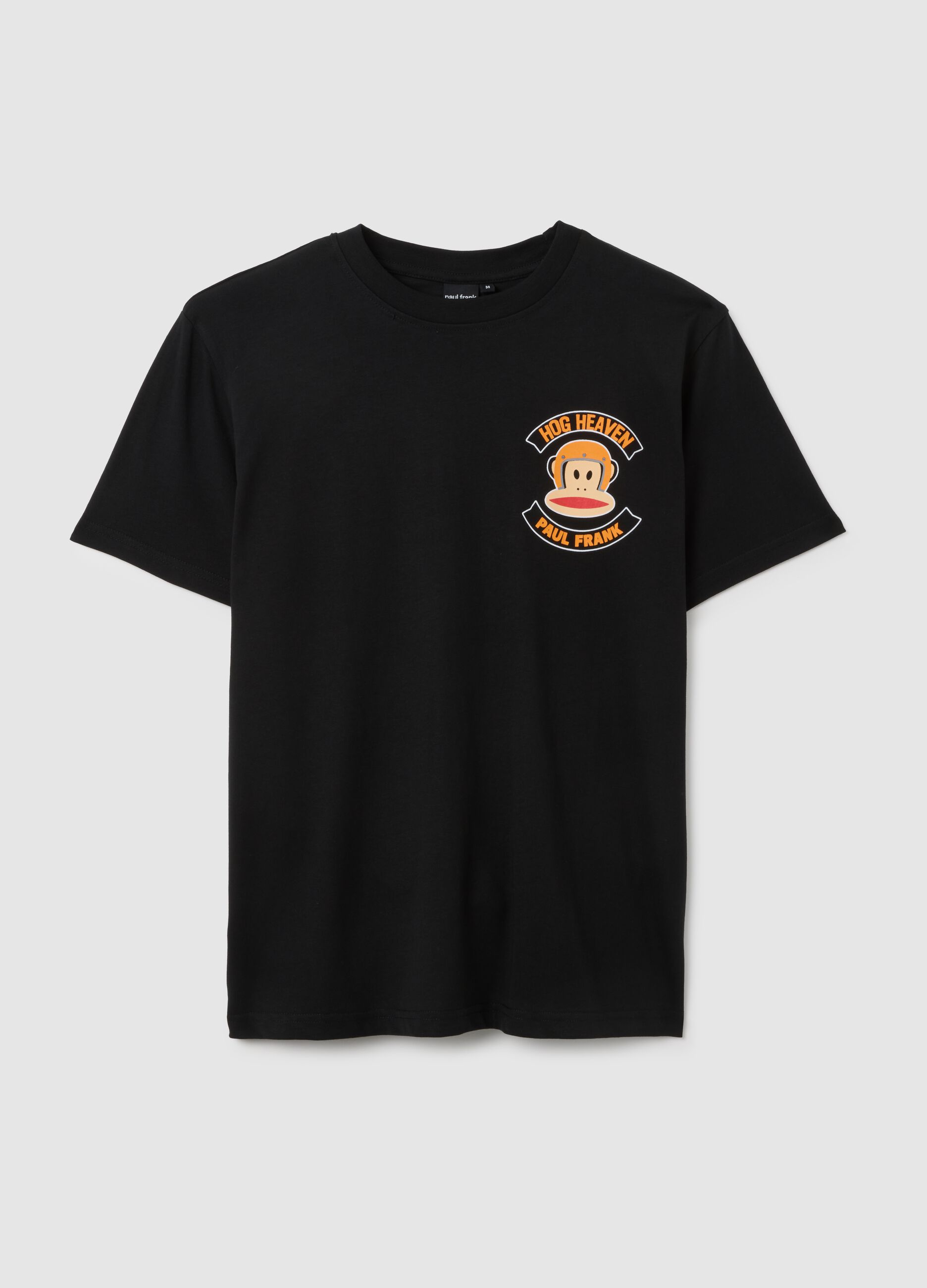 Black short-sleeve t-shirt in pure cotton regular fit