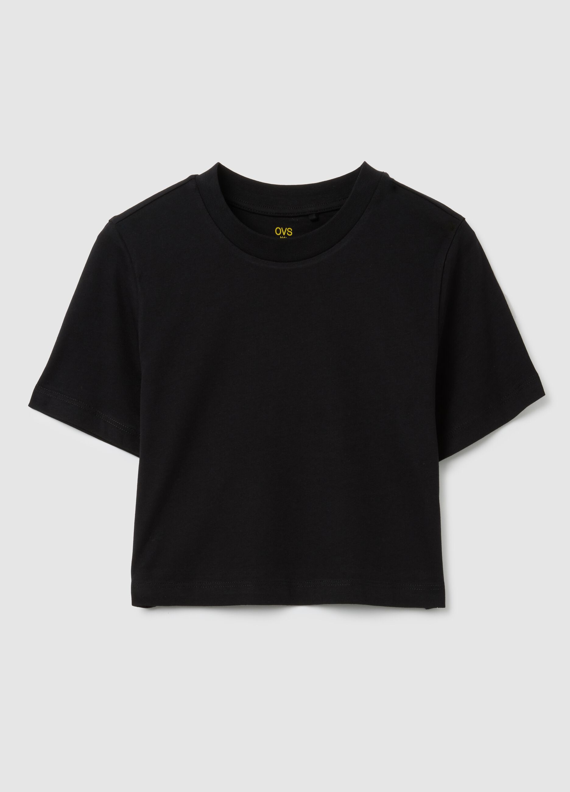 Girls' pure cotton black T-shirt