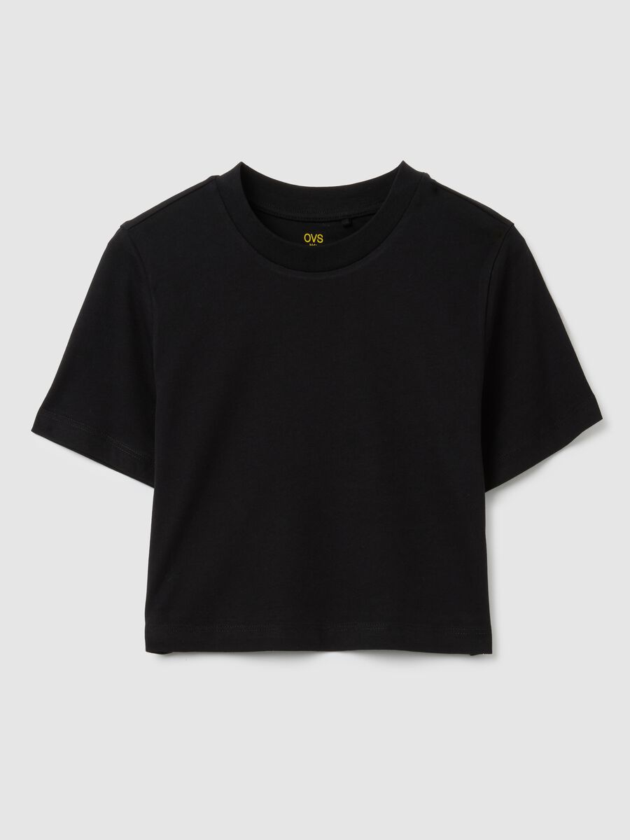 Girls' pure cotton black T-shirt_3