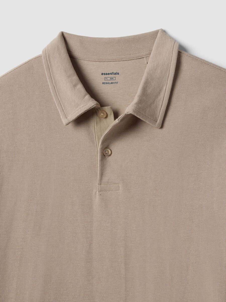 Beige Stretch Cotton Polo Regular Fit_5