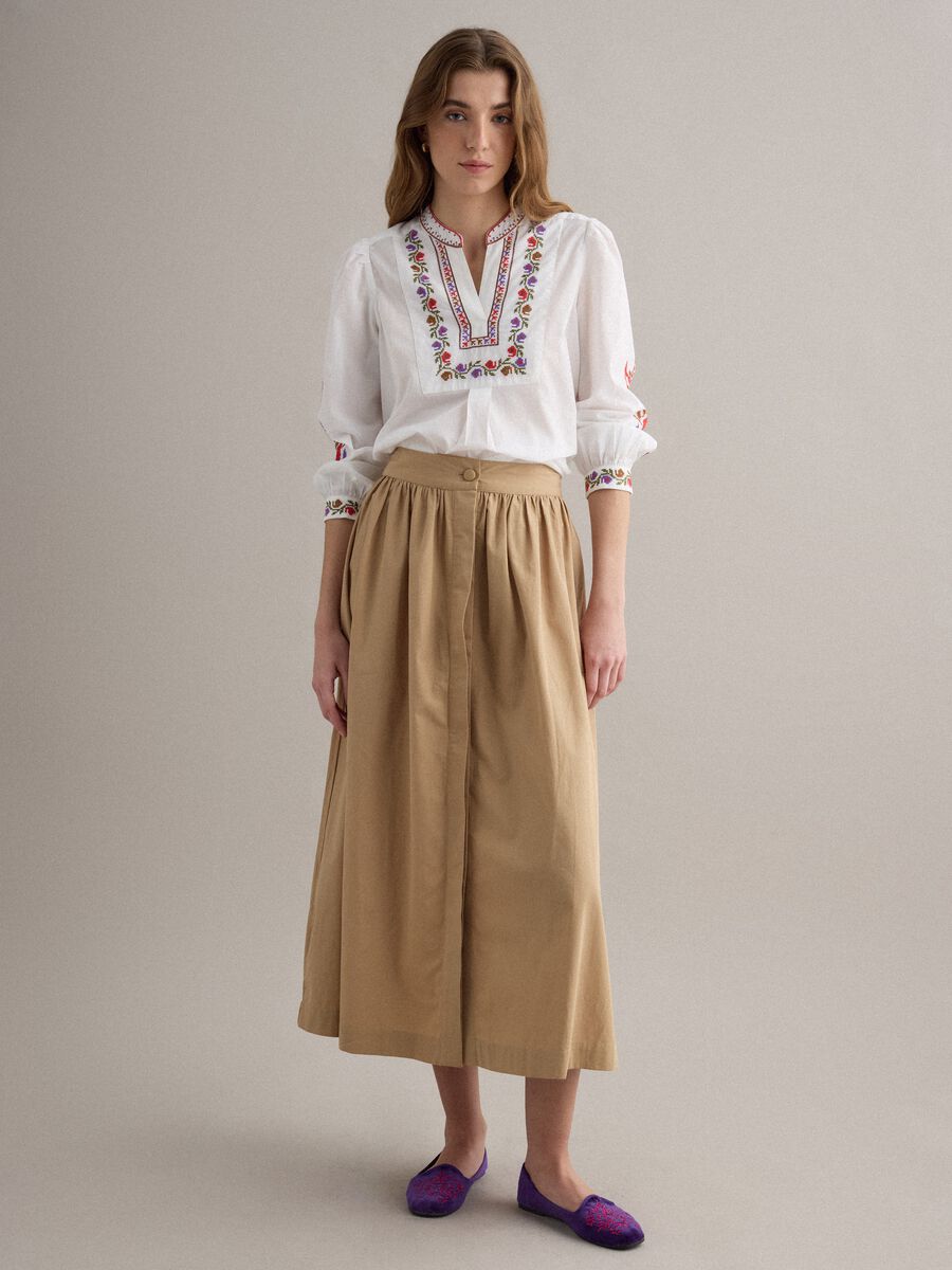 White pure cotton shirt with colourful embroidery_2