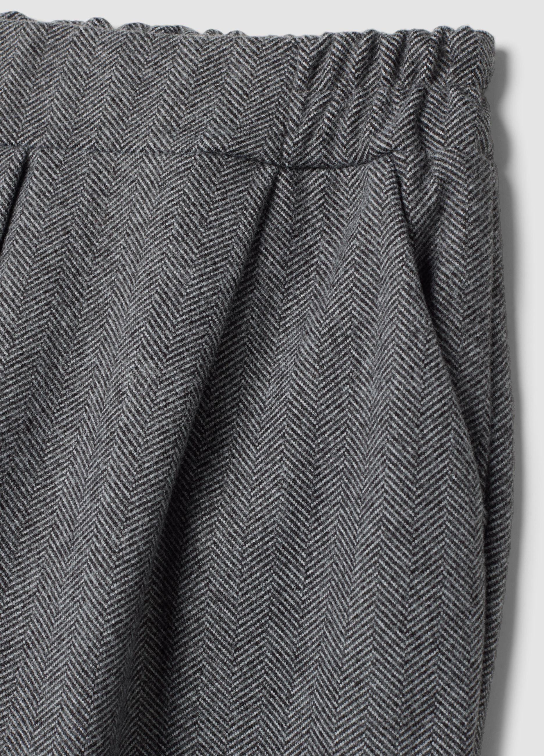 Grey regular-fit trousers with chevron pattern
