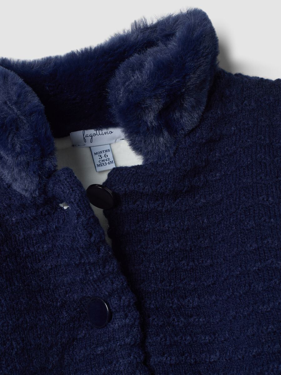Cappotto blu notte imbottito con collo regular fit con collo effetto peluche_3