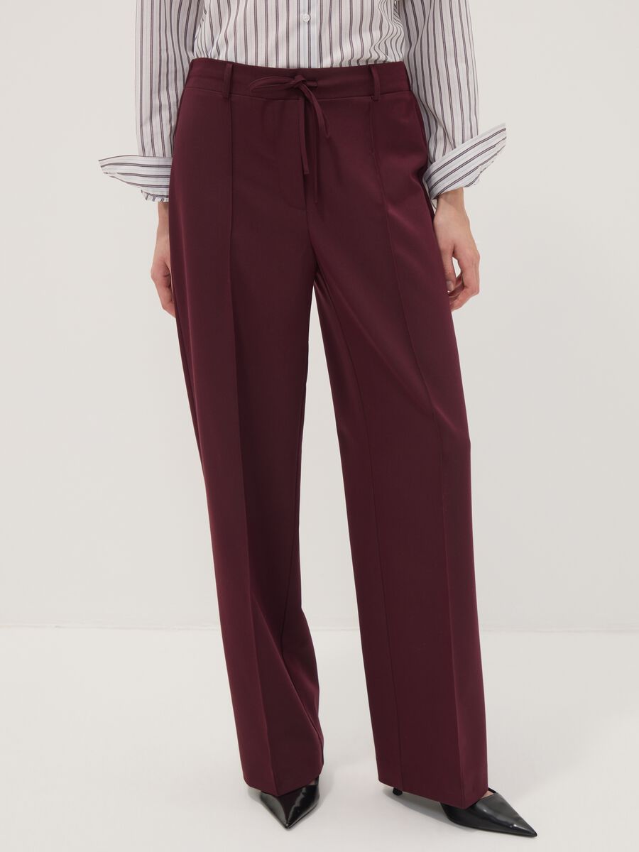 Pantaloni viola in viscosa elasticizzato straight fit_1