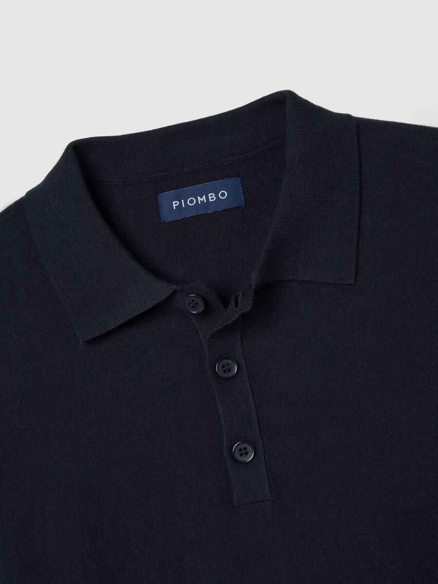 Long sleeve blue polo in cotton and cashmere_1