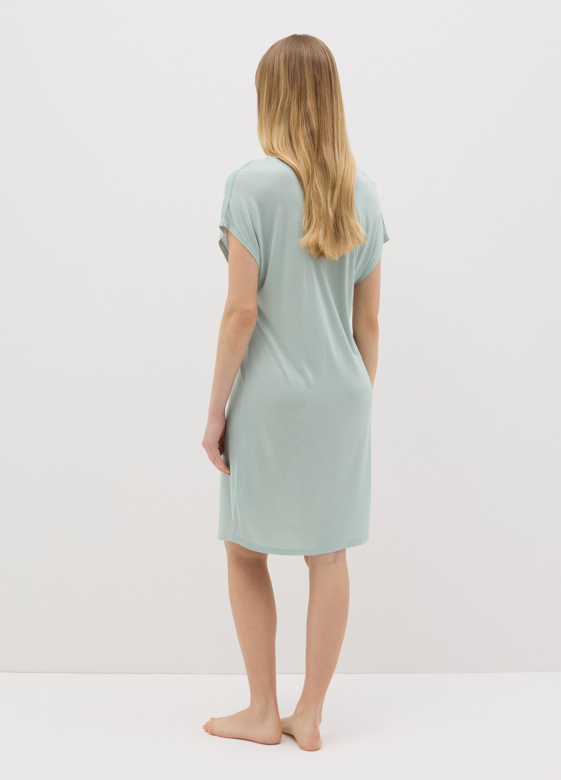 Green nightdress with broderie anglaise insert