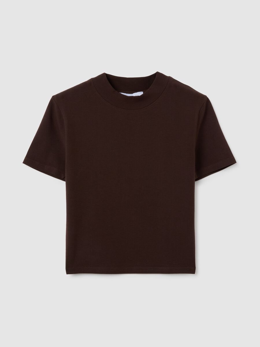 Women's Brown Stretch Cotton T-shirt_0