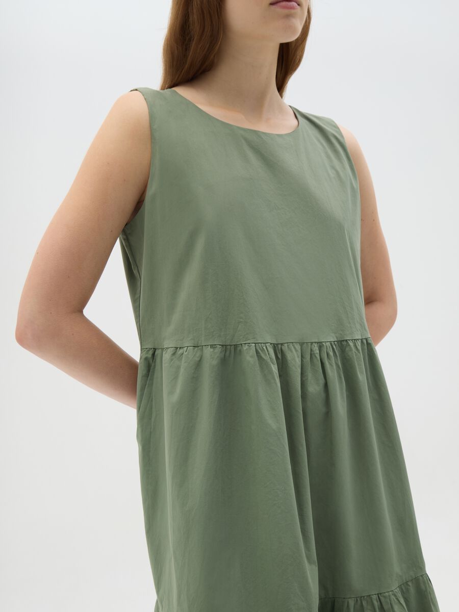 Abito lungo da donna in puro cotone verde regular fit_2