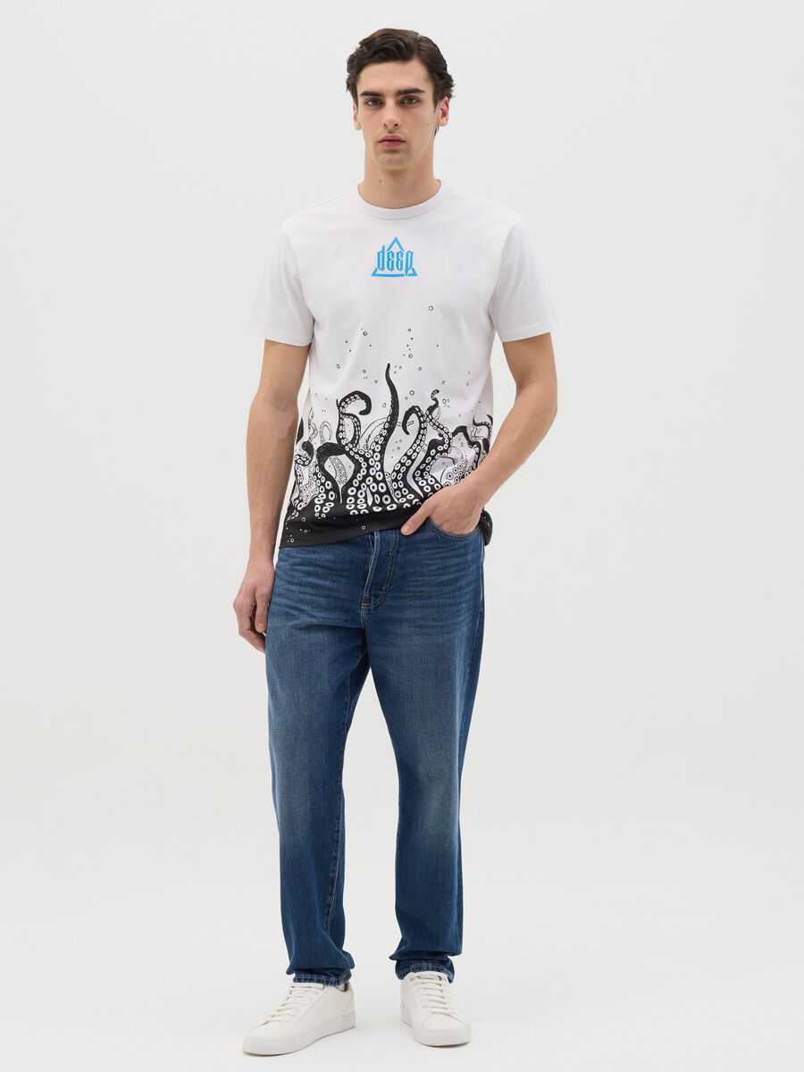White T-shirt with short sleeves and print_1
