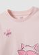 Pink organic cotton T-shirt with kitten print for girls_2