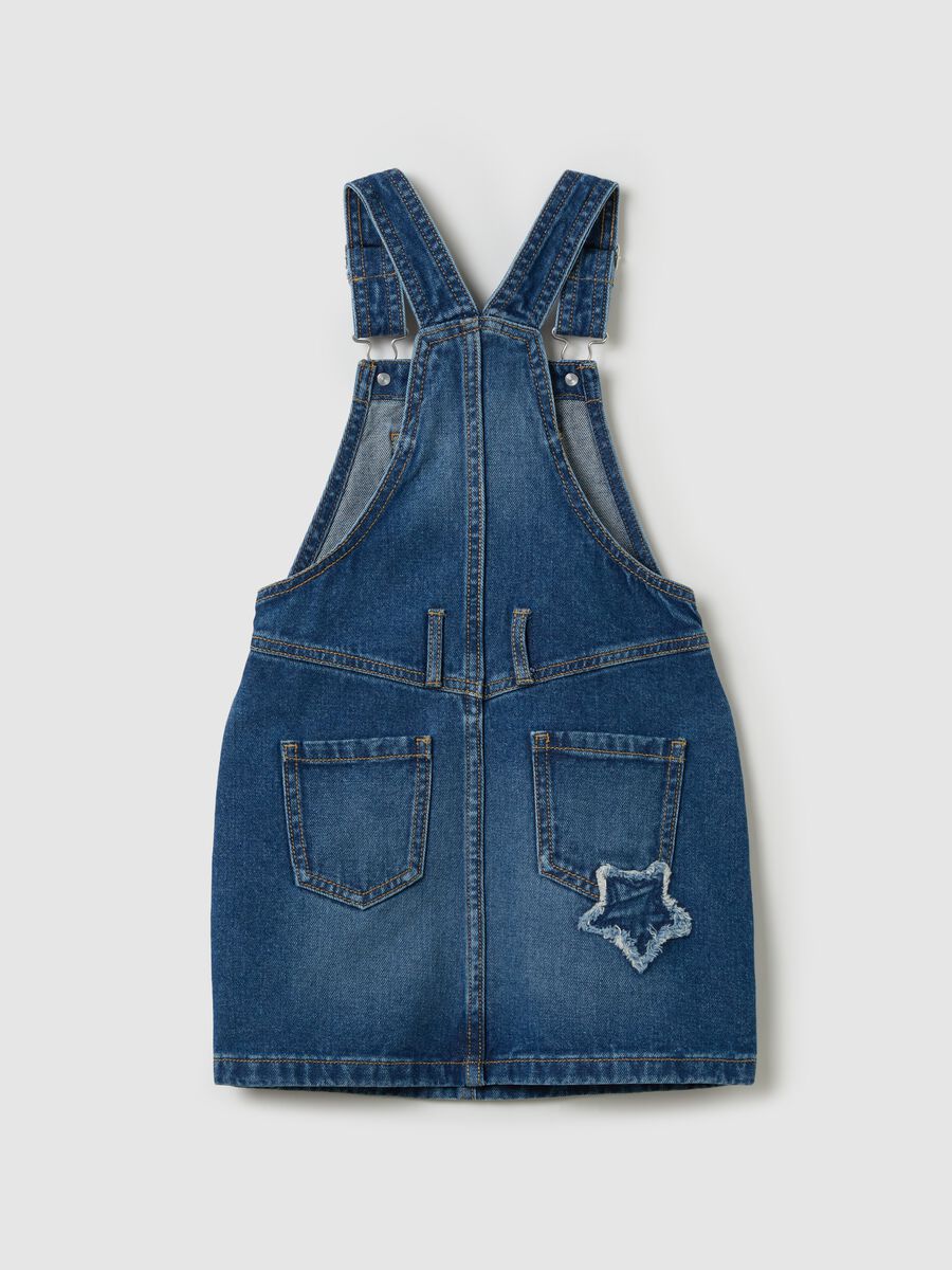 Denim pinafore with stars embroidery_1