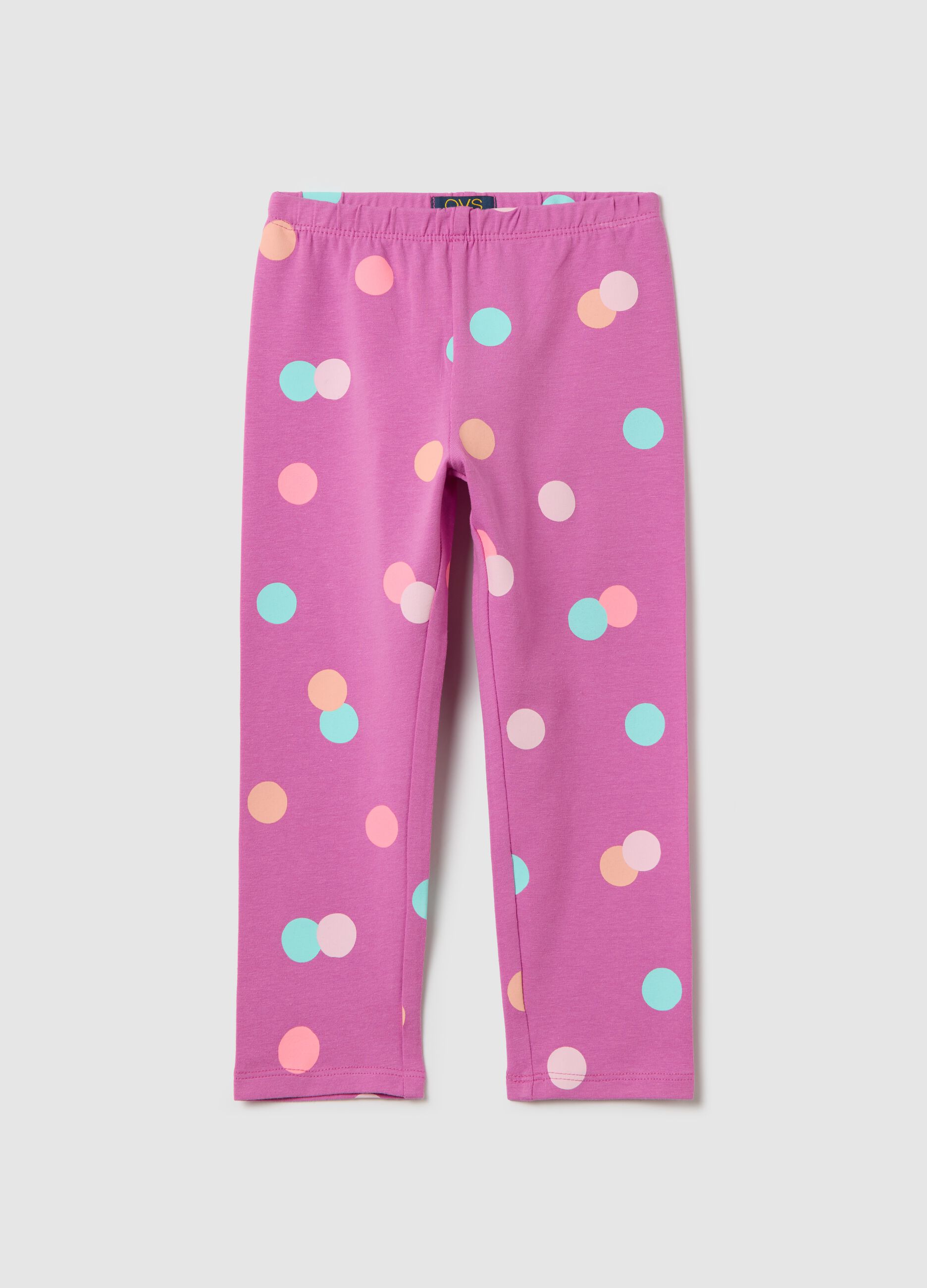 Pink three-quarter leggings in stretch cotton