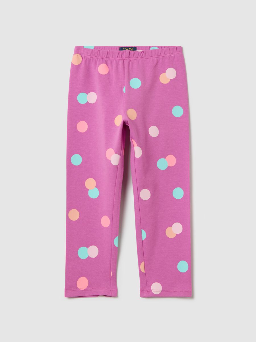 Pink three-quarter leggings in stretch cotton_0