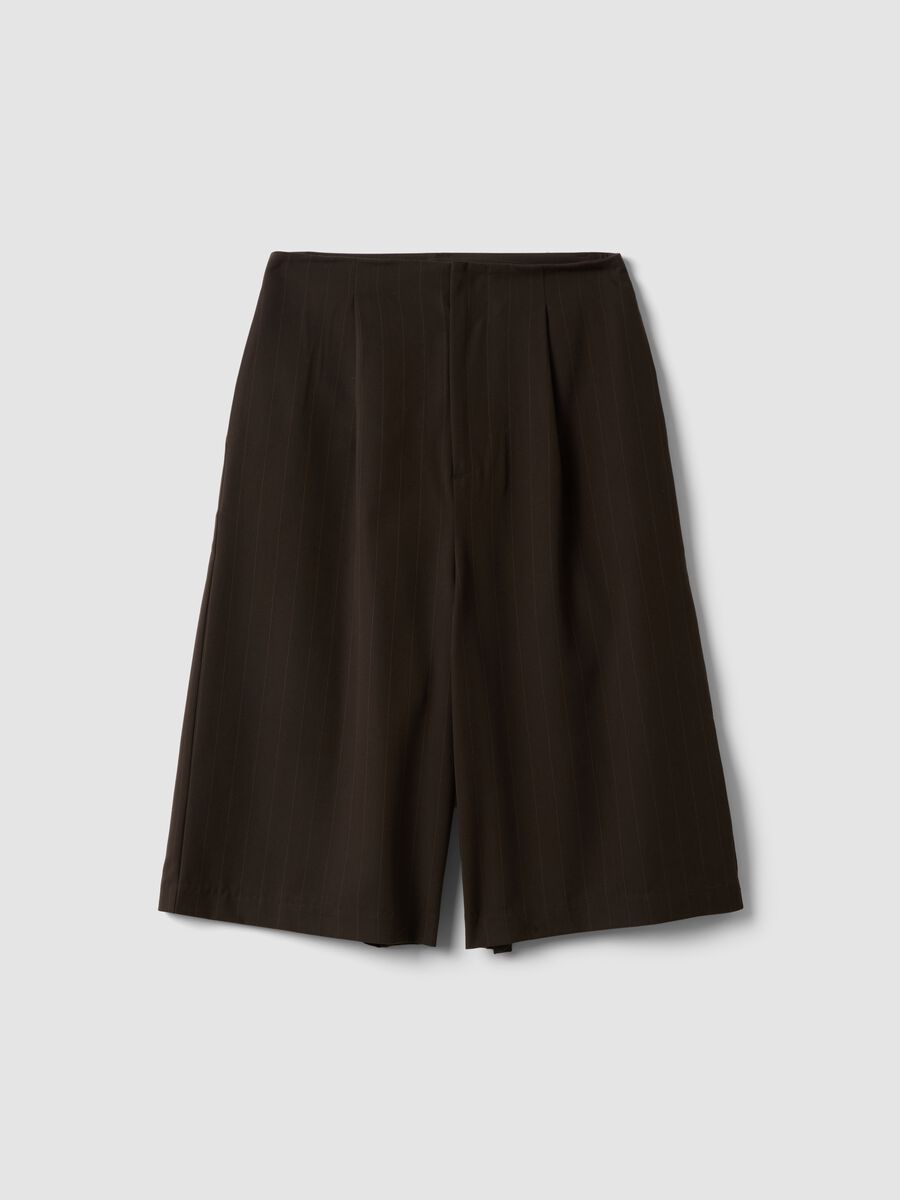Bermuda marroni in viscosa elasticizzato wide leg_0