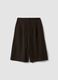 Brown stretch-viscose wide-leg Bermuda shorts_0
