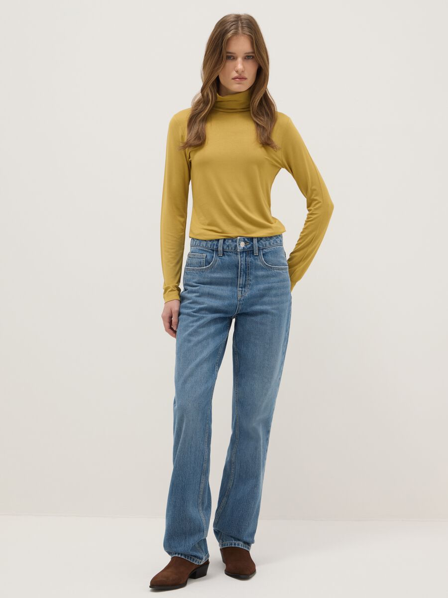 Yellow crew neck long-sleeve regular fit jumper_1