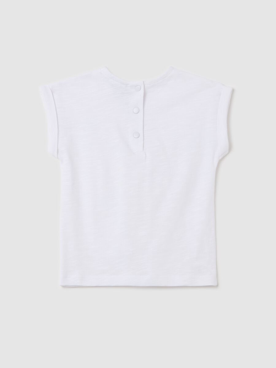 Cotton T-shirt with broderie anglaise insert_1