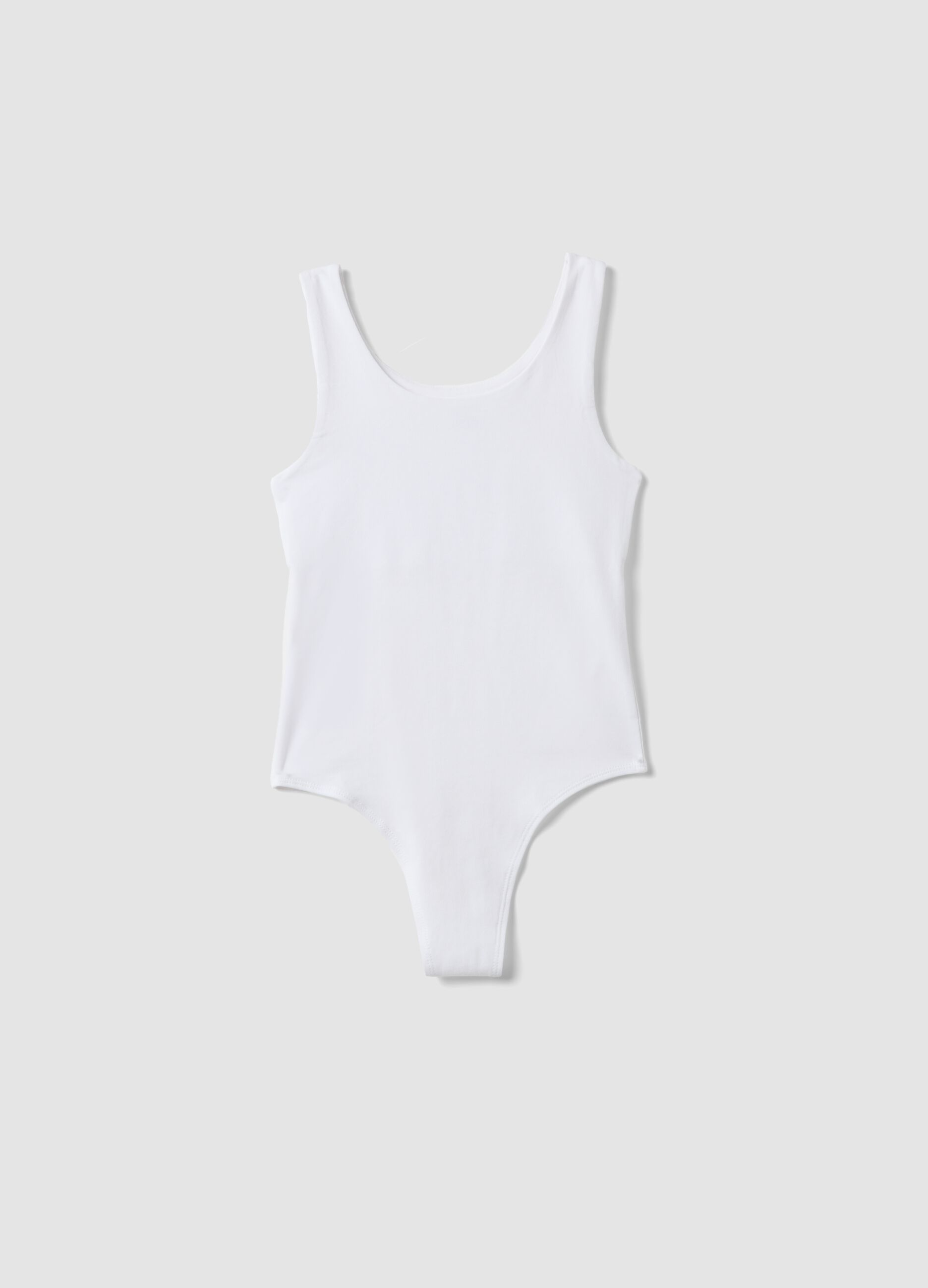 Girls&rsquo; white fitted stretch-cotton bodysuit