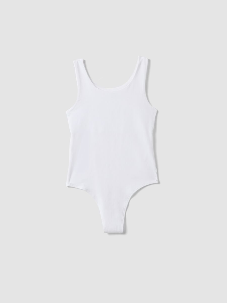 Girls&rsquo; white fitted stretch-cotton bodysuit_1