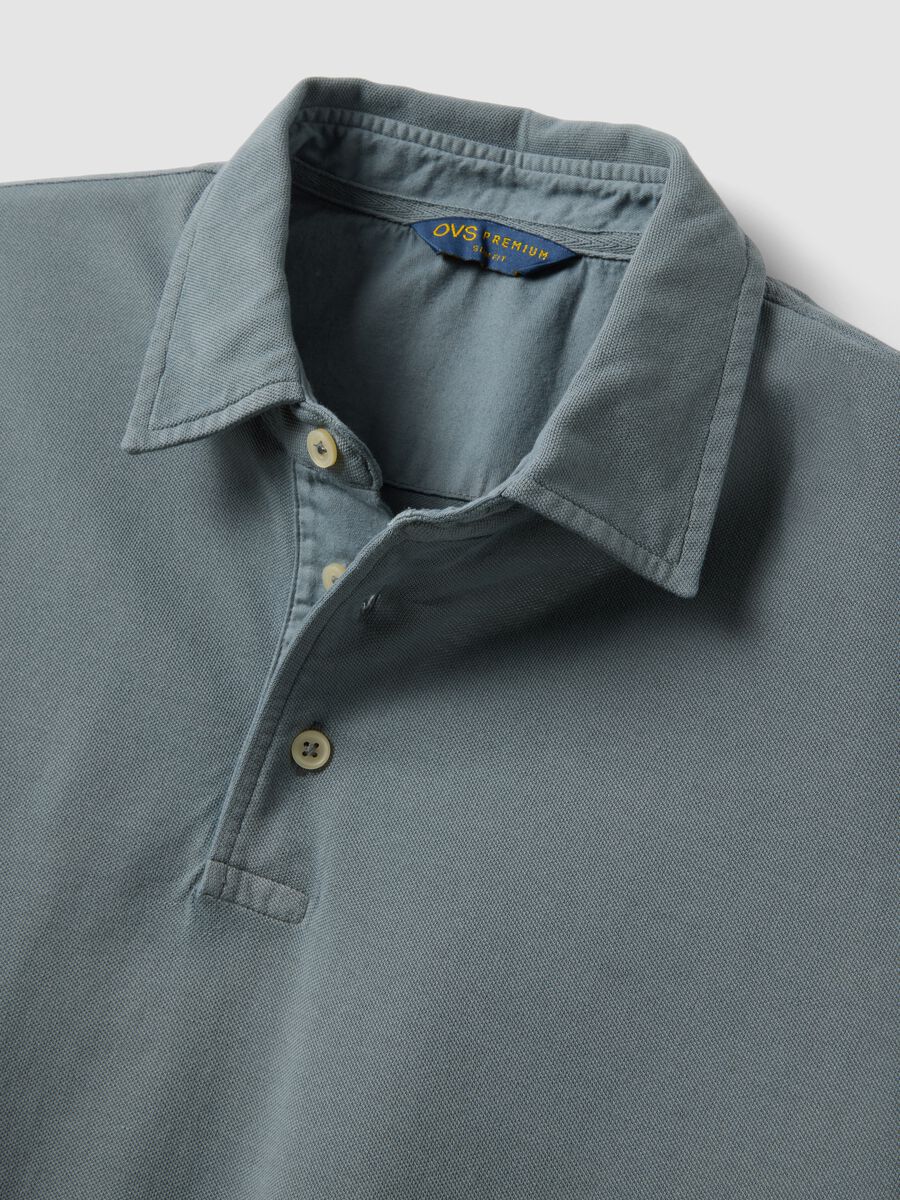Grey pure cotton slim-fit short-sleeve polo_1