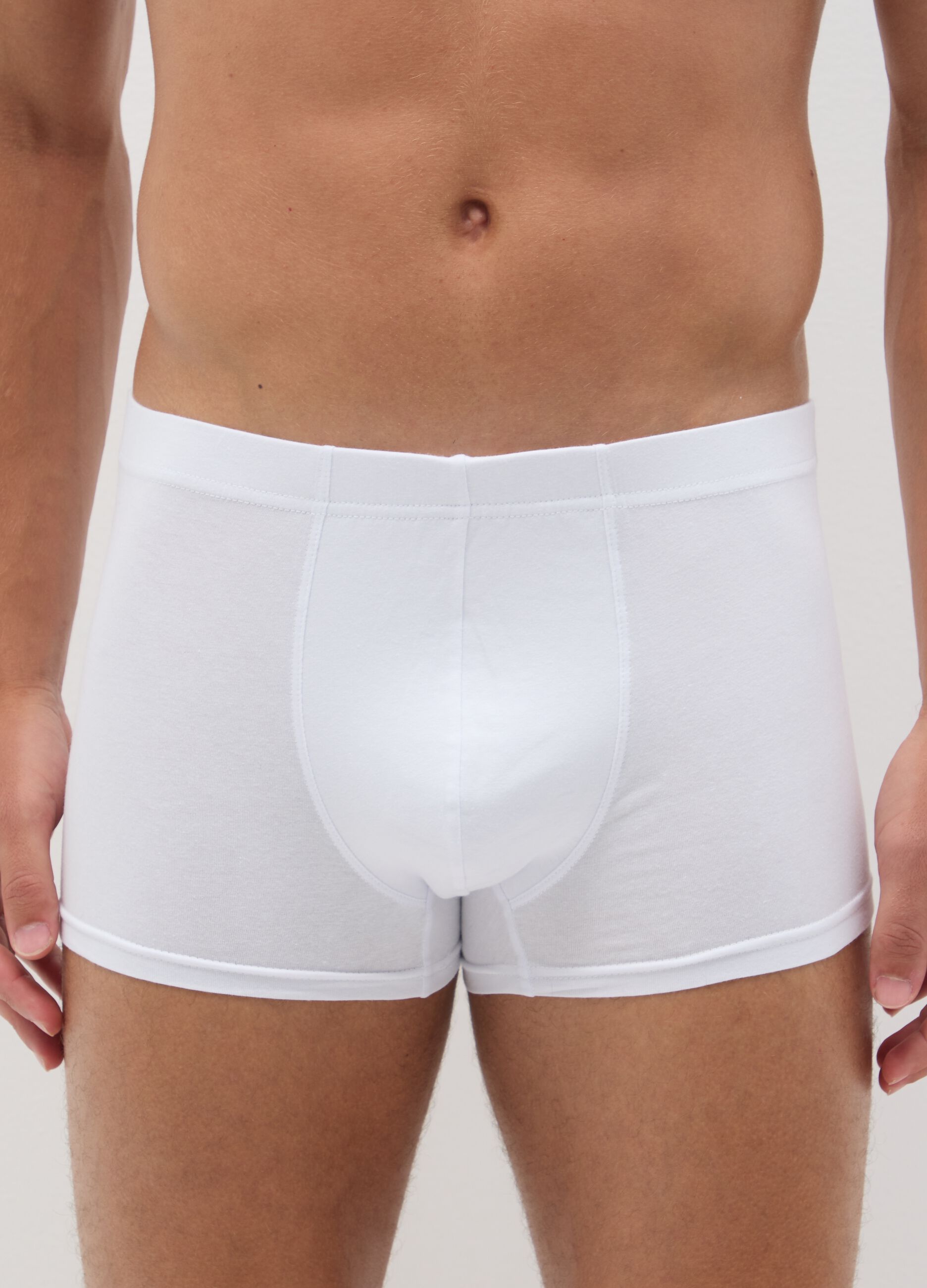 Set of white stretch cotton boxer shorts