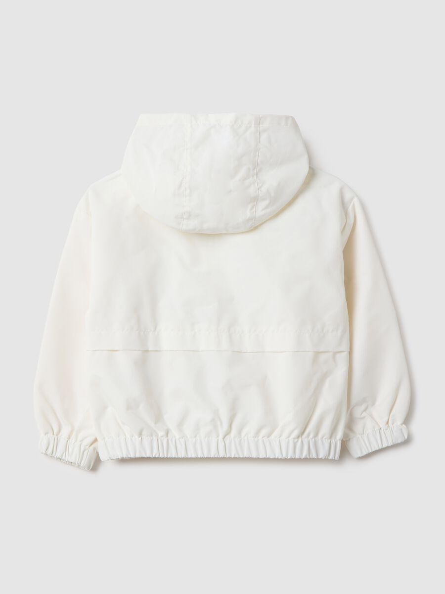 White lightweight girls' jacket regular fit with zip and hood_1