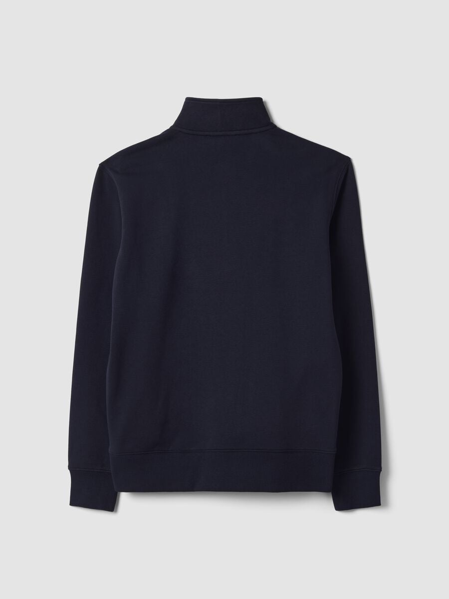 Blue cotton-blend half-zip crew-neck sweatshirt_6