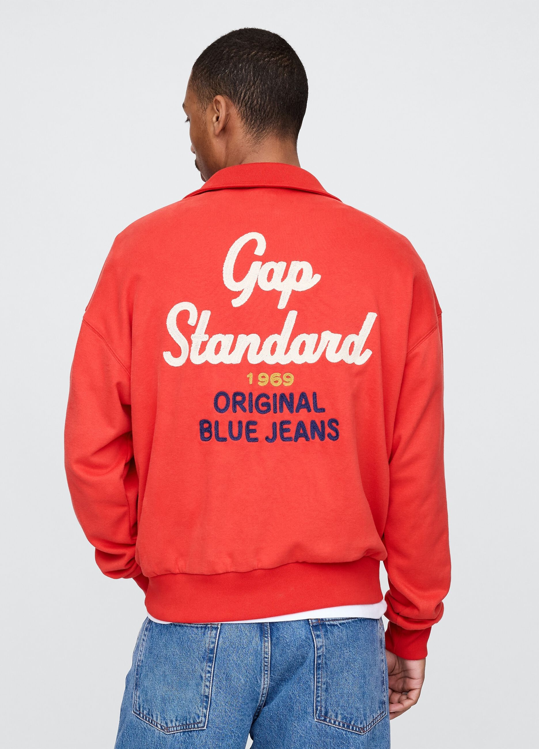 Red Gap Sweatshirt with Collar and Zip