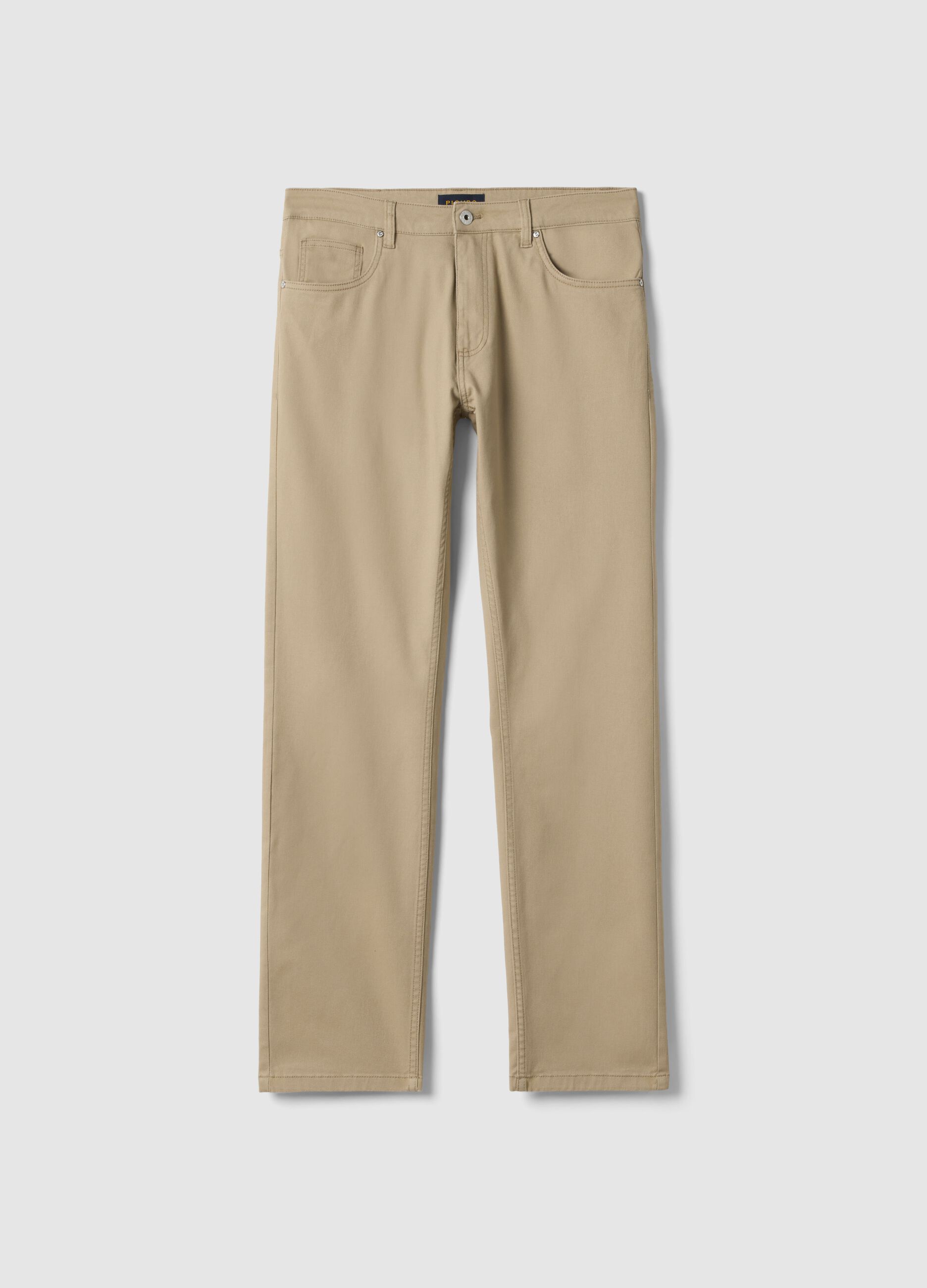 Black Regular Fit Stretch Twill Trousers