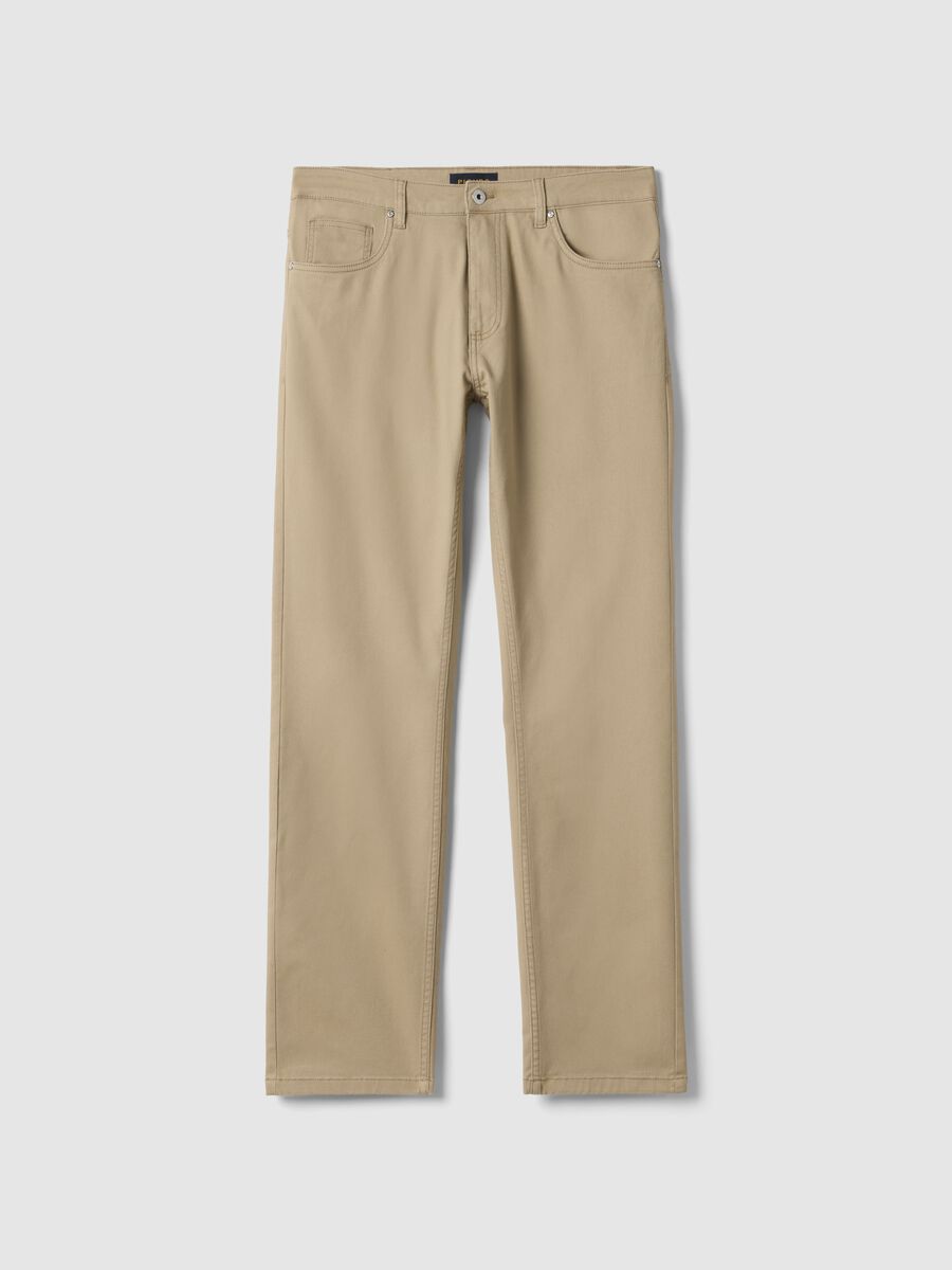 Black Regular Fit Stretch Twill Trousers_0