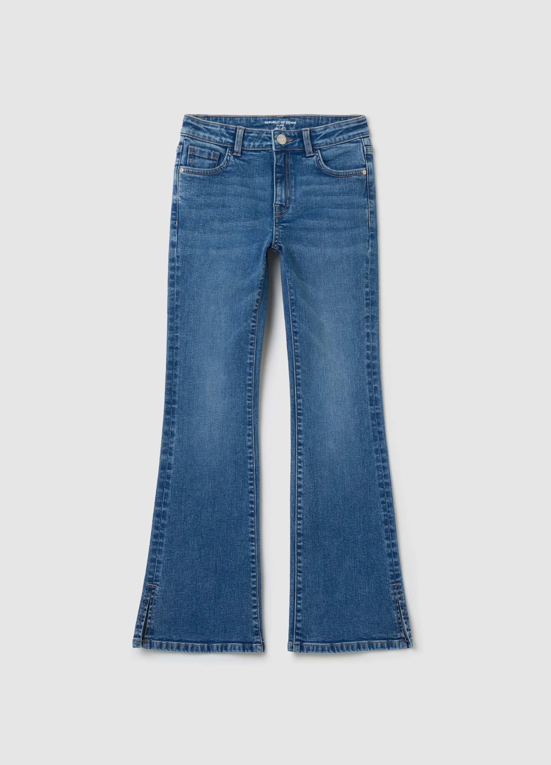 Jeans flare fit con scoloriture