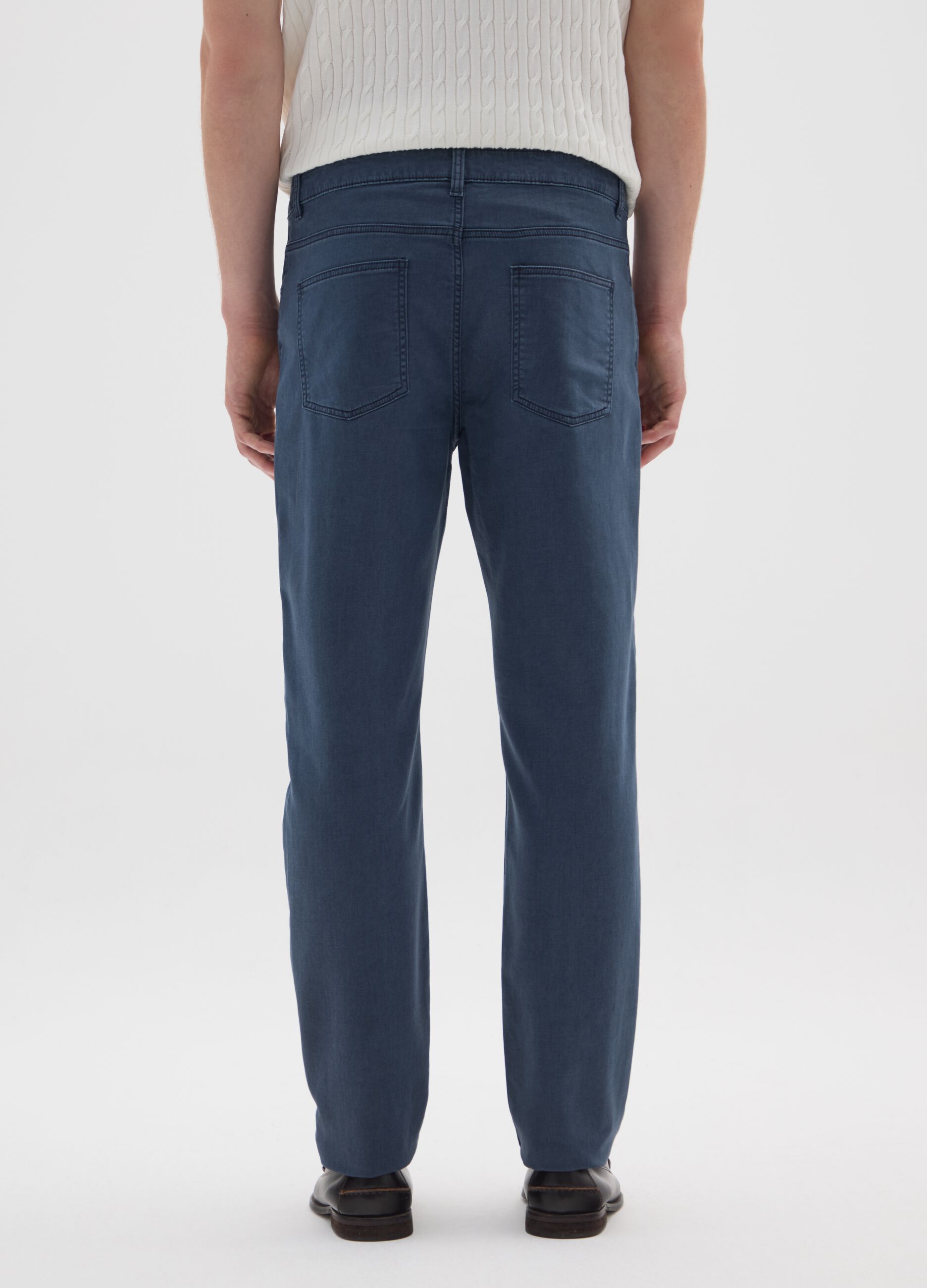 Slim fit blue stretch cotton trousers