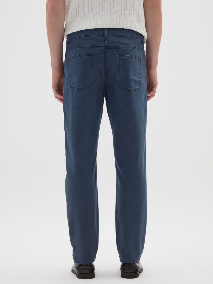 Slim fit blue stretch cotton trousers_2