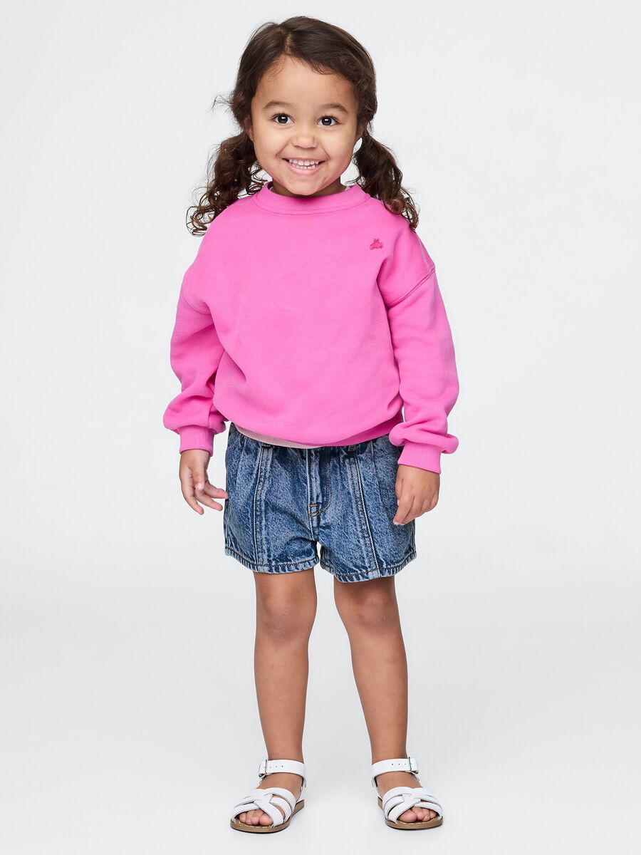 Denim shorts with pleated details for girls_0