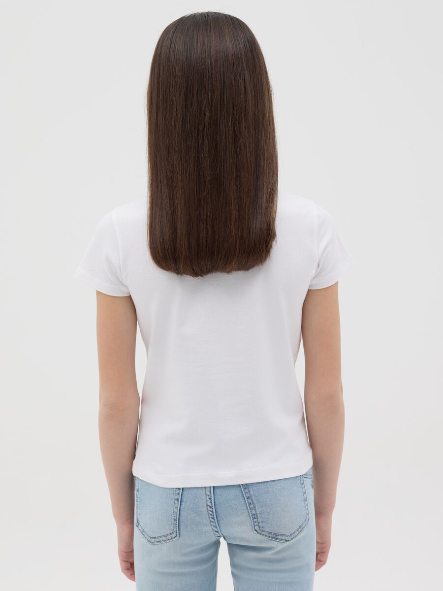 White stretch cotton T-shirt with print_1