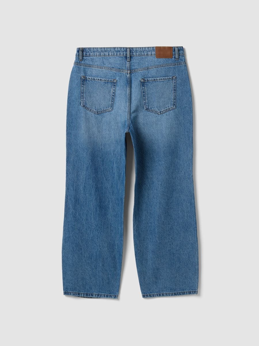 Jeans blu wide leg in puro cotone_1