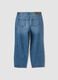 Blue wide-leg pure cotton jeans_5