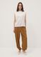 Brown pure viscose trousers with elasticated cuffs, regular fit_0
