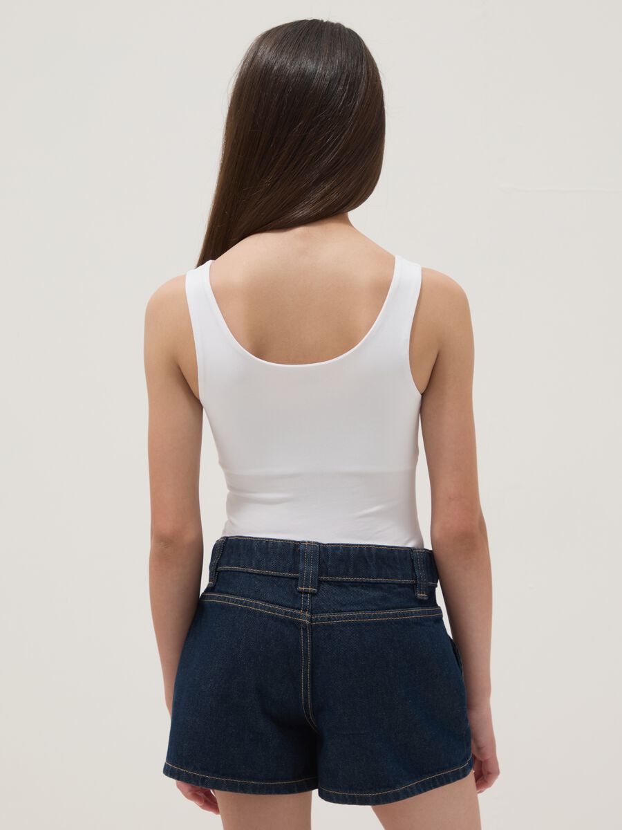 Girls&rsquo; white fitted stretch-cotton bodysuit_1